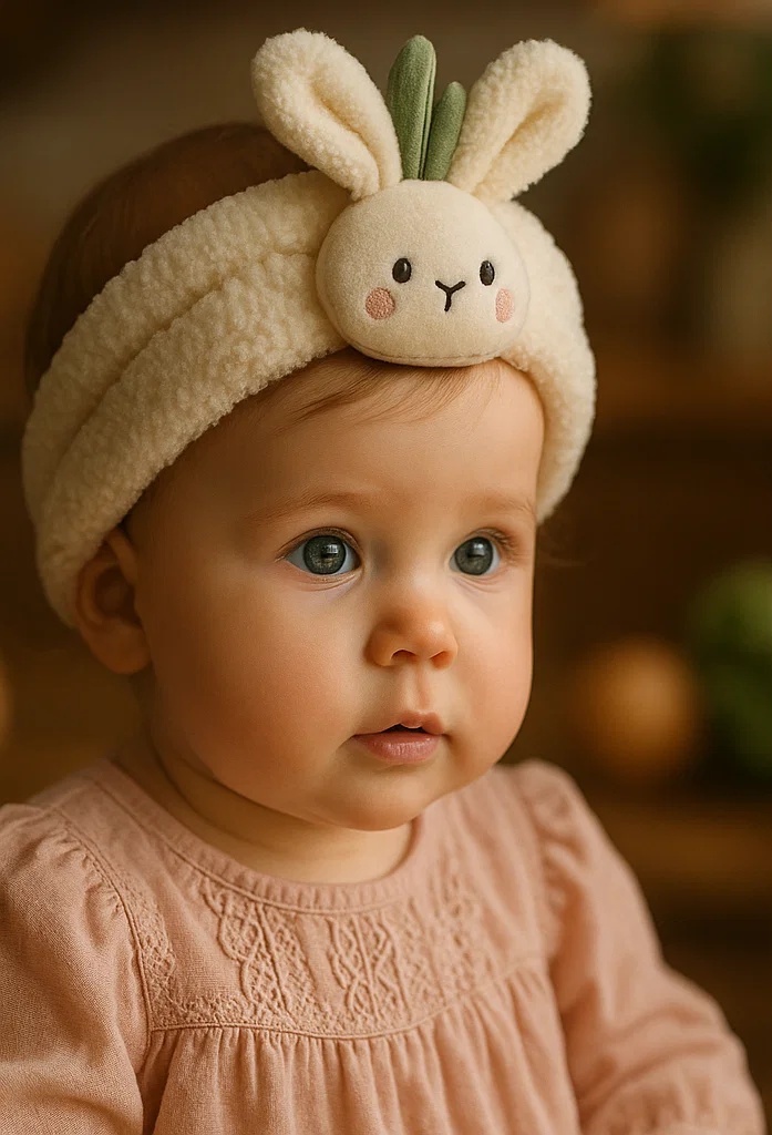 Cute Baby Headband with Removable Bunny Embellishment for Adorable Photo Sessions