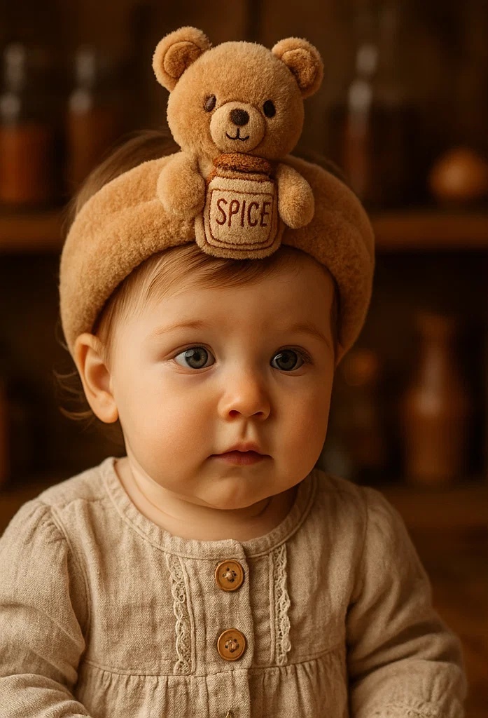 Teddy Bear Spice Baby Headband for a Cozy and Adorable Look