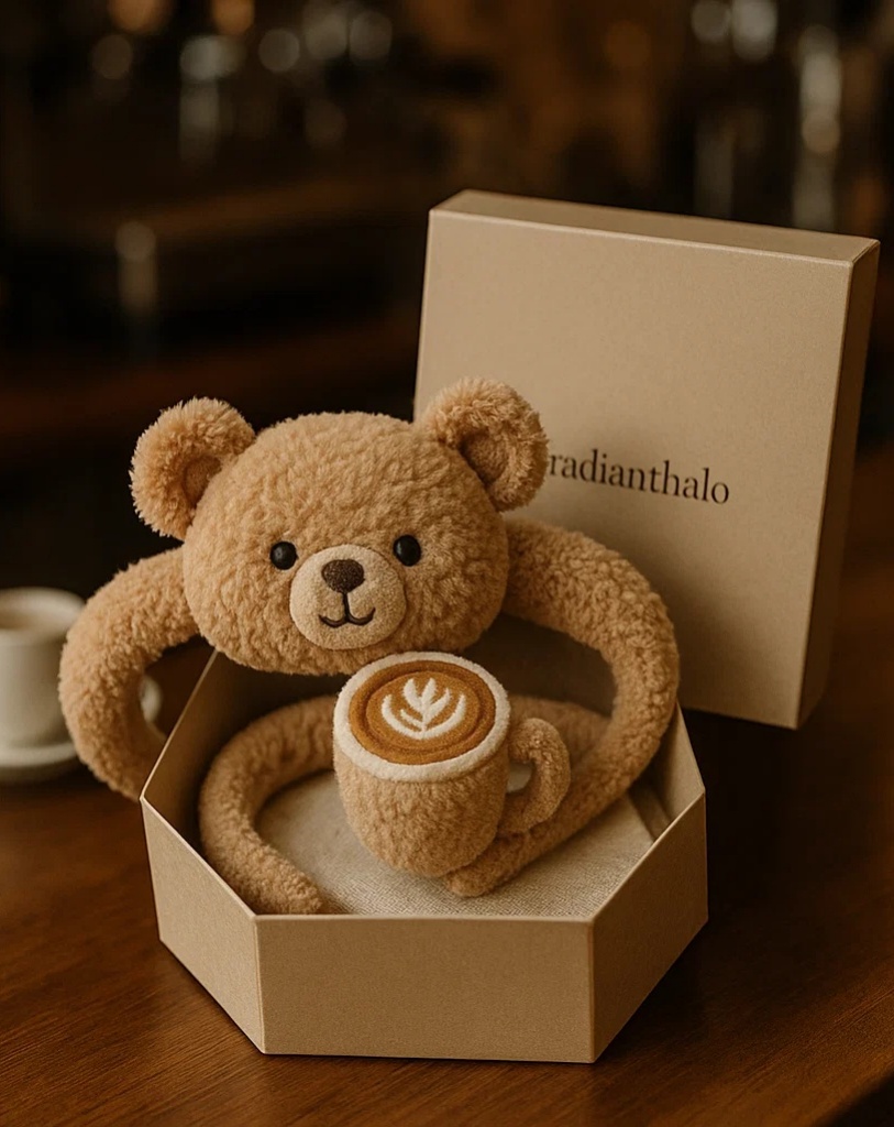 Baby Headband with Teddy Bear and Coffee Cup for a Trendy Baby Look