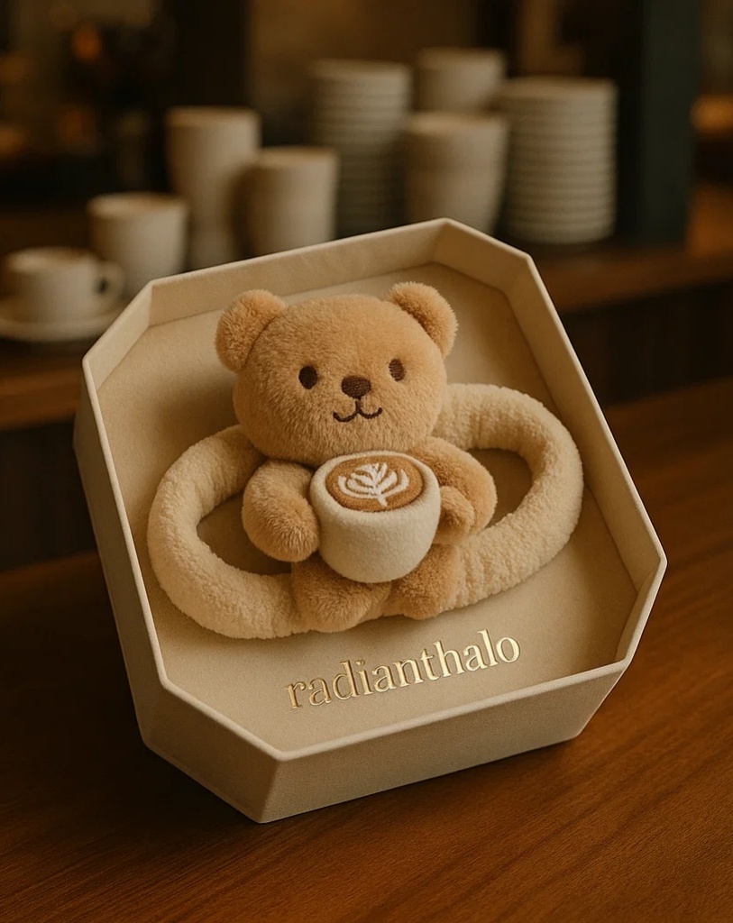 Teddy Bear Latte Baby Headband for a Cozy and Stylish Baby Look