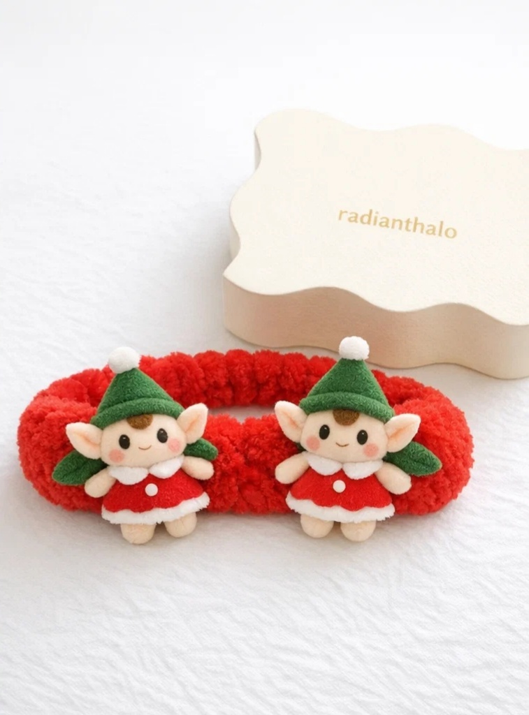 Elfí Dvojčata Dětské Čelenky pro Vánoční Fotografování