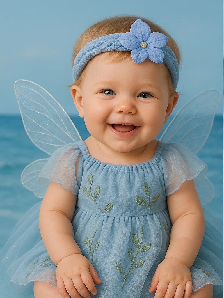 Soft Baby Headband with Blue Flower for Playful Moments