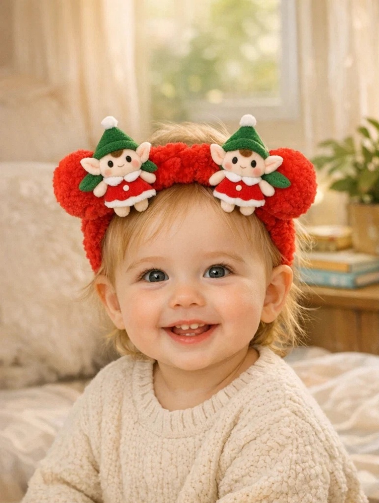 Elfí Dvojčata Dětské Čelenky pro Vánoční Fotografování
