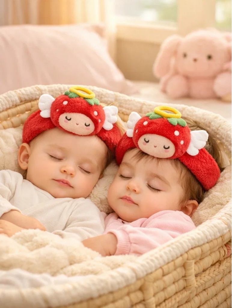 Andělské Jahodové Dvojčata Dětské Čelenky pro Spící Fotografování