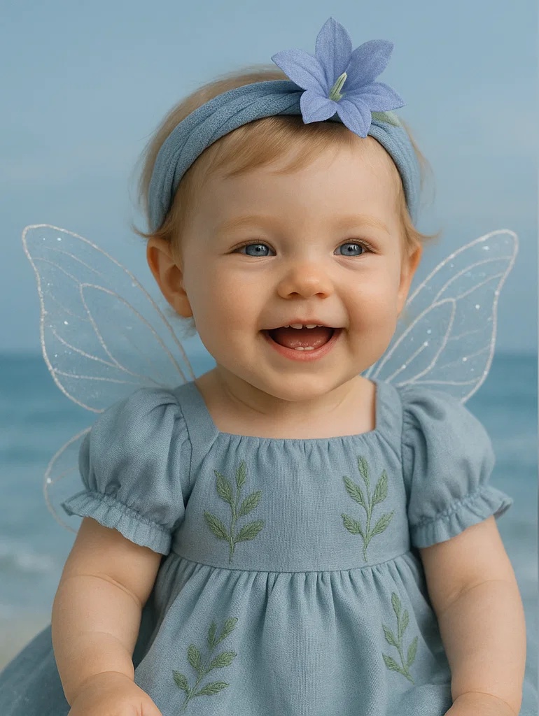 Adorable Baby Headband with Blue Floral Decoration for Photoshoots