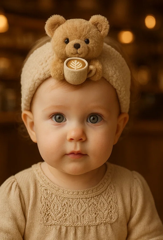 Coffee Cup Teddy Headband – Ideal for Baby Gift Boxes