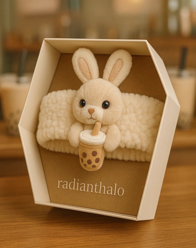 Sweet Rabbit Headband with Plush Boba Drink – Great for Gift Sets