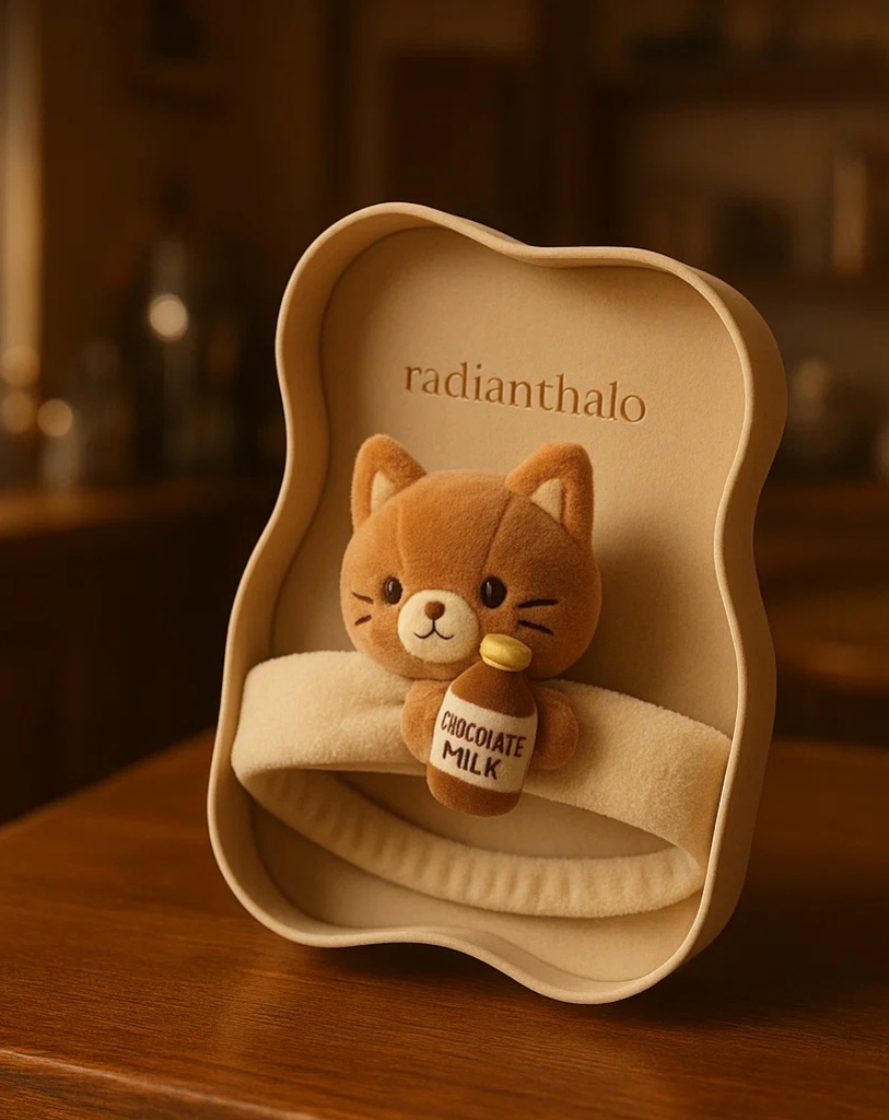 Cute Chocolate Cat Baby Headband – Smooth Texture for Comfort