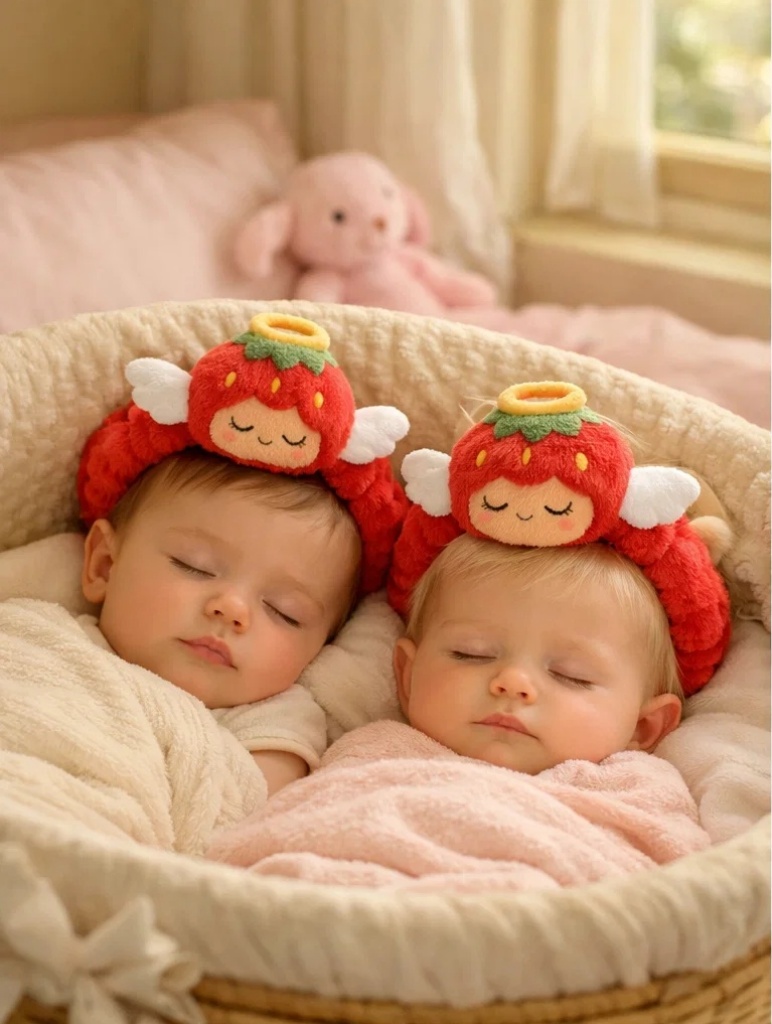 Andělské Jahodové Dvojčata Dětské Čelenky pro Roztomilé a Barevné Fotografování