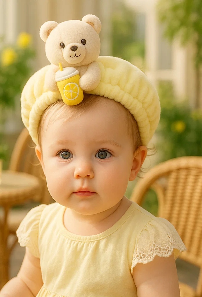 Lemonade Bear Baby Headband – Soft Plush for Baby Gift Sets