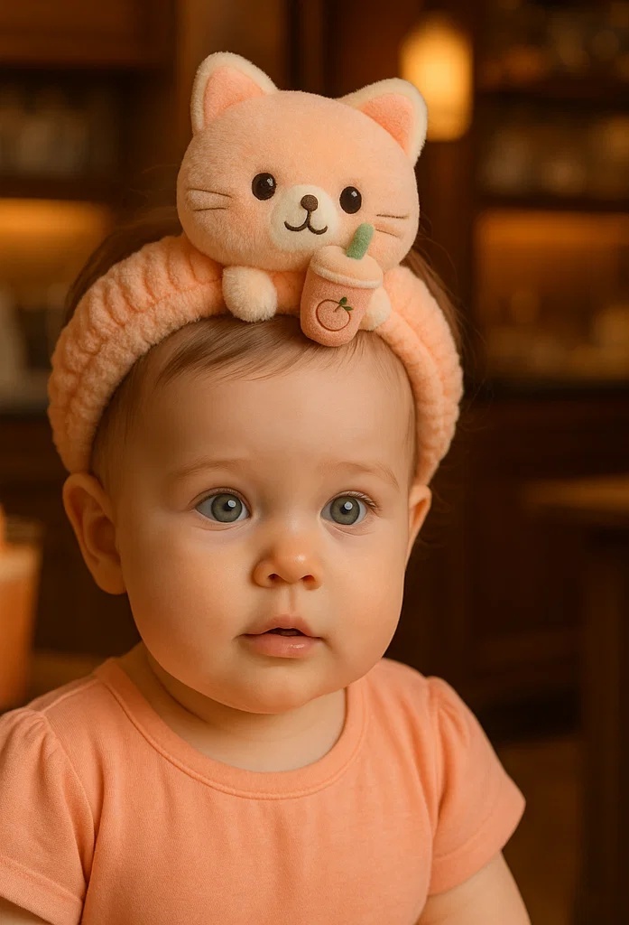 Peach Cat Baby Headband – Adorable Design for Baby Accessories