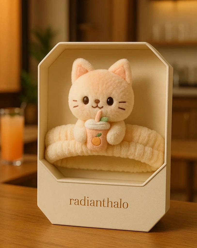 Peach Cat Baby Headband – Soft and Sweet for Baby Photo Sessions