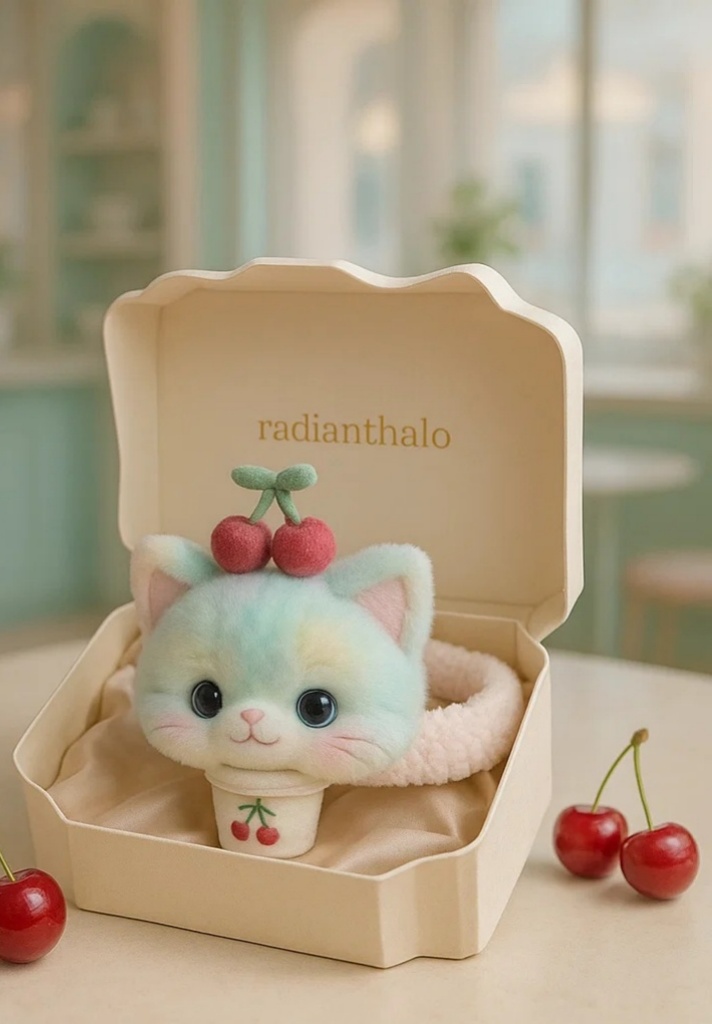 Cherry Cat Baby Headband – Soft Plush and Playful Design