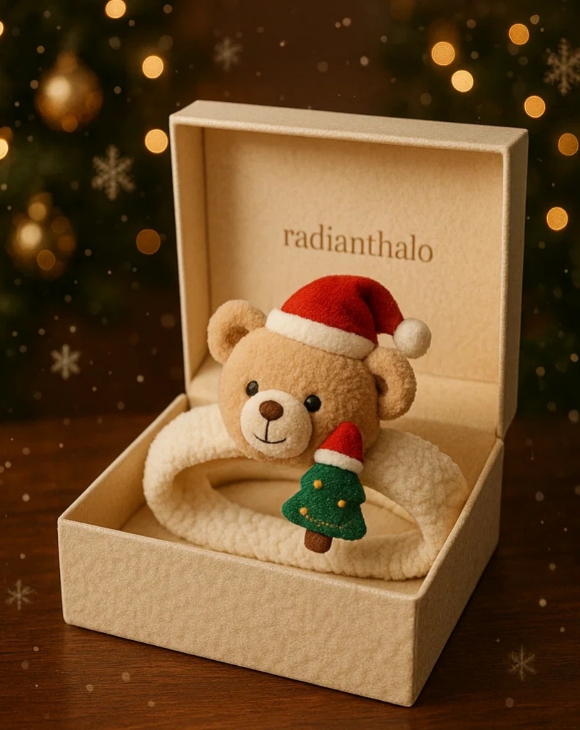 Cute Christmas Bear Headband with Tree Decoration for Babies