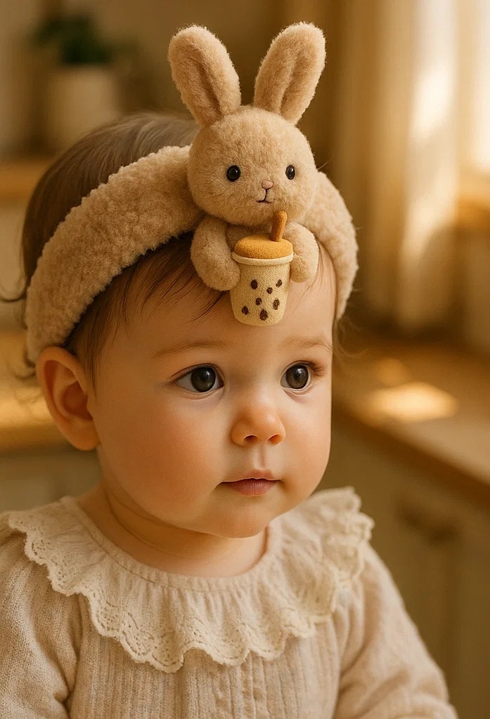 Bunny Headband with Milk Tea Cup for Babies: A Trendy Accessory for Little Ones
