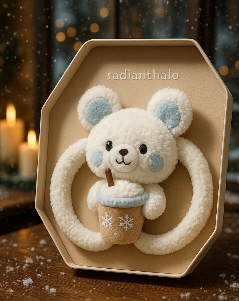 Cozy Winter Bear Baby Headband with Hot Drink: Perfect for Holiday Photos