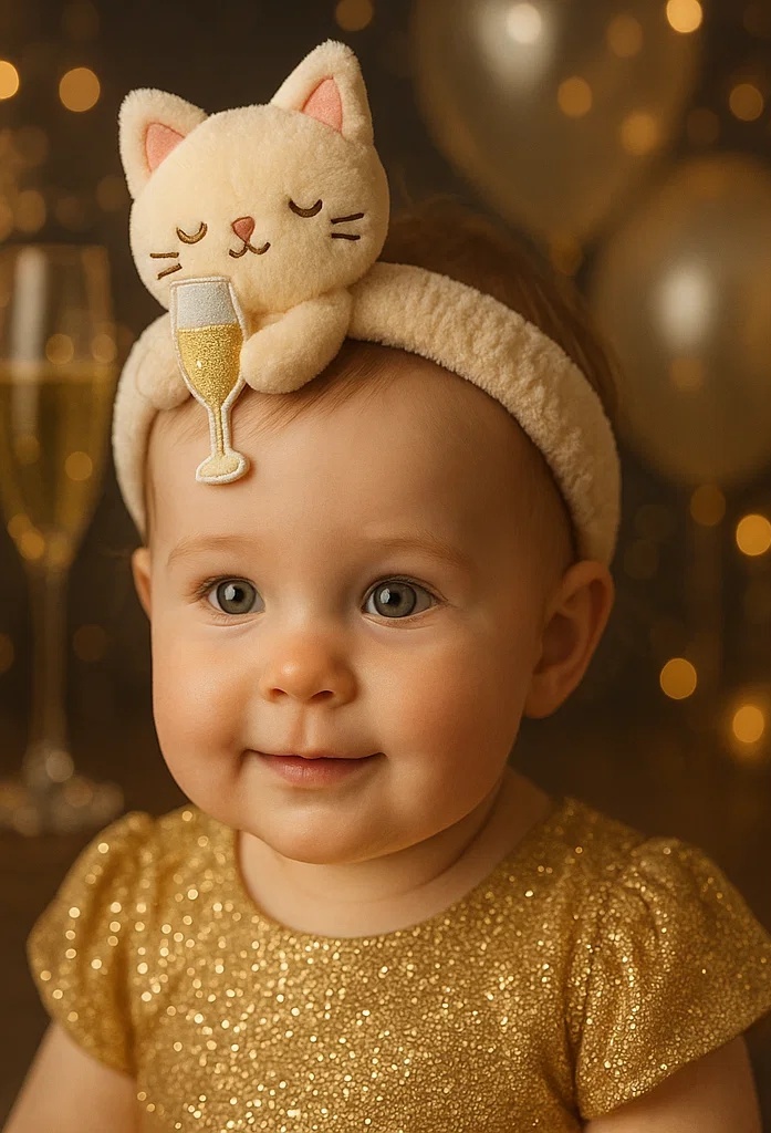 Elegant New Year Cat Baby Headband: Perfect for Festive Photoshoots