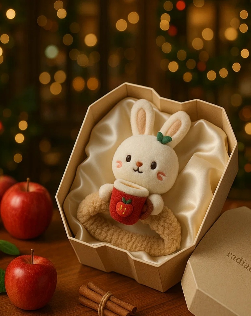 Adorable Bunny Baby Headband with Apple Cup: A Festive Winter Accessory