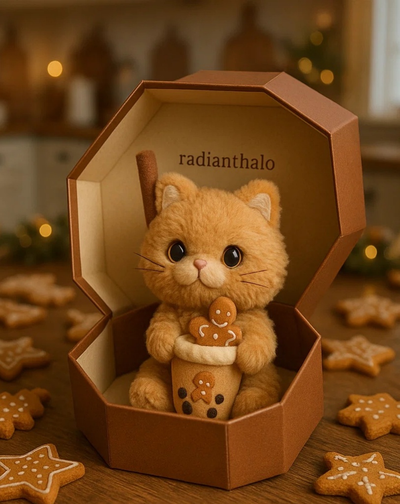 Gingerbread Kitten Baby Headband with Hot Drink: A Sweet Holiday Gift