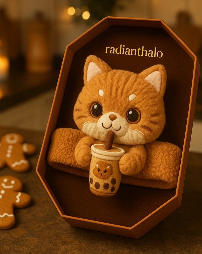 Cute Kitten Baby Headband with Brown Sugar Drink: Ideal for Winter Photos