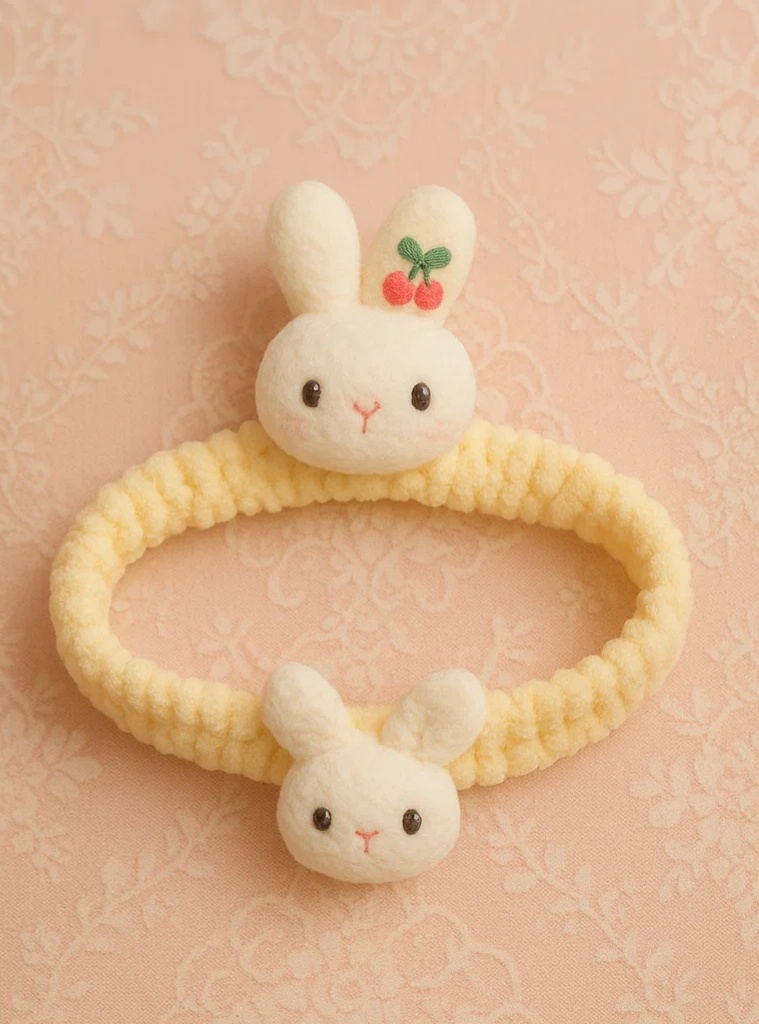 Bunny Baby Headband with Cherries – Sweet and Adorable