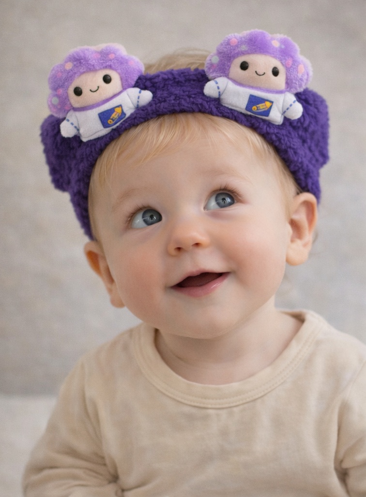 Baby Headband with Cloudy Astronaut Design