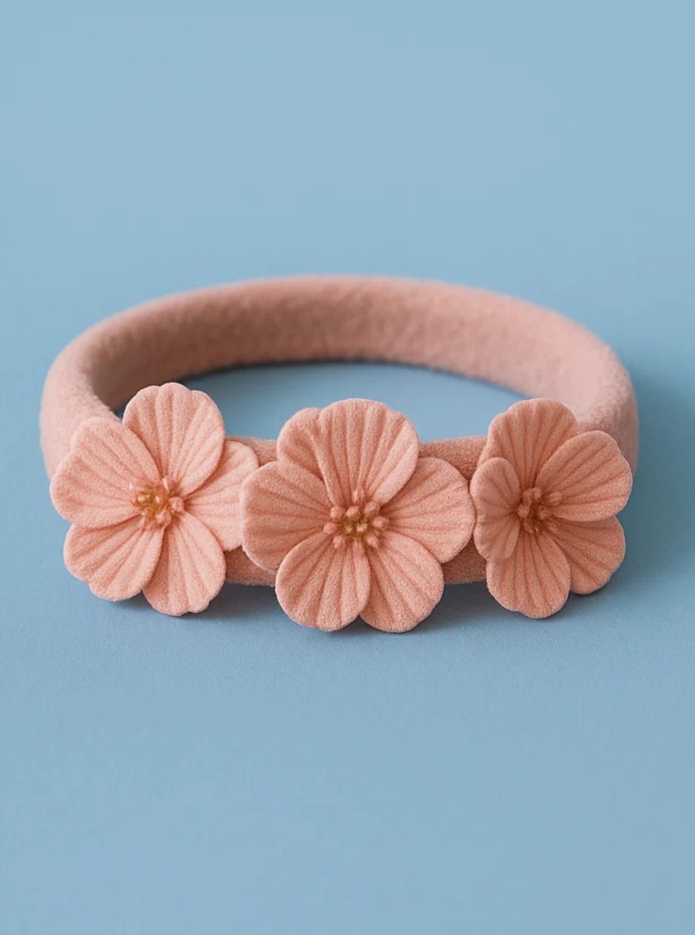 Soft Baby Headband with Two Pink Flowers for Photoshoots