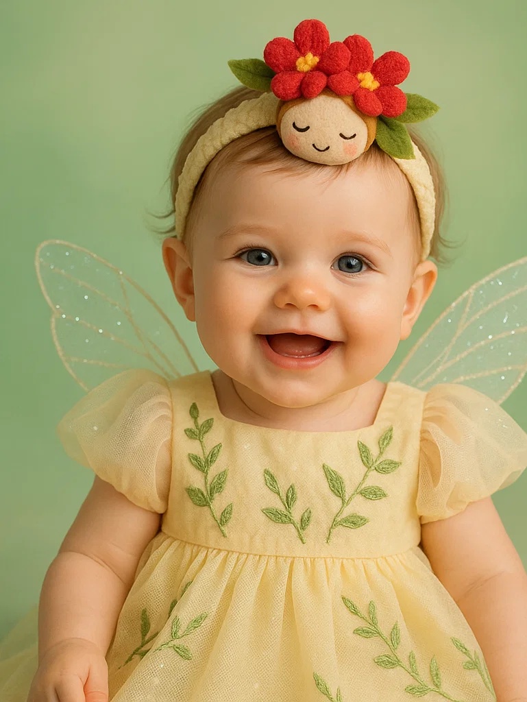 Beebi lilleline tiibadega fotosessiooni komplekt – armas peapael ja kleit