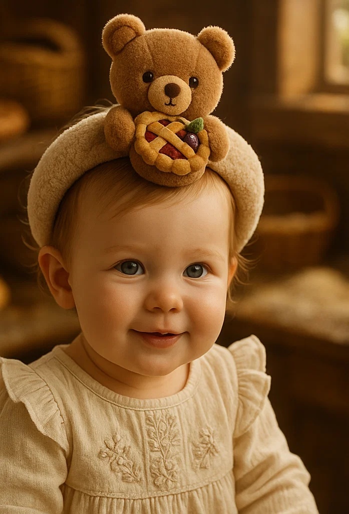 Playful Bear Baby Headbands with Pie Design - Great for Baby Accessory Retailers