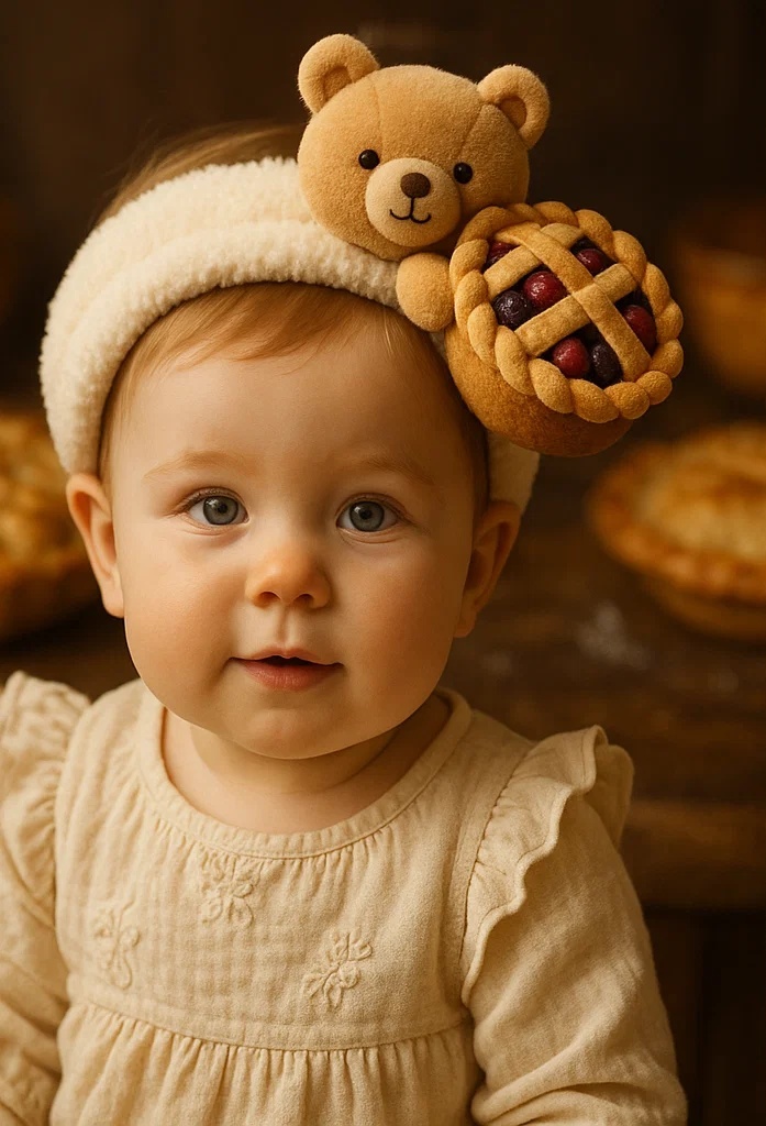 Delicious Pie-Inspired Baby Headbands with Bear Design - Ideal for Wholesale Distribution