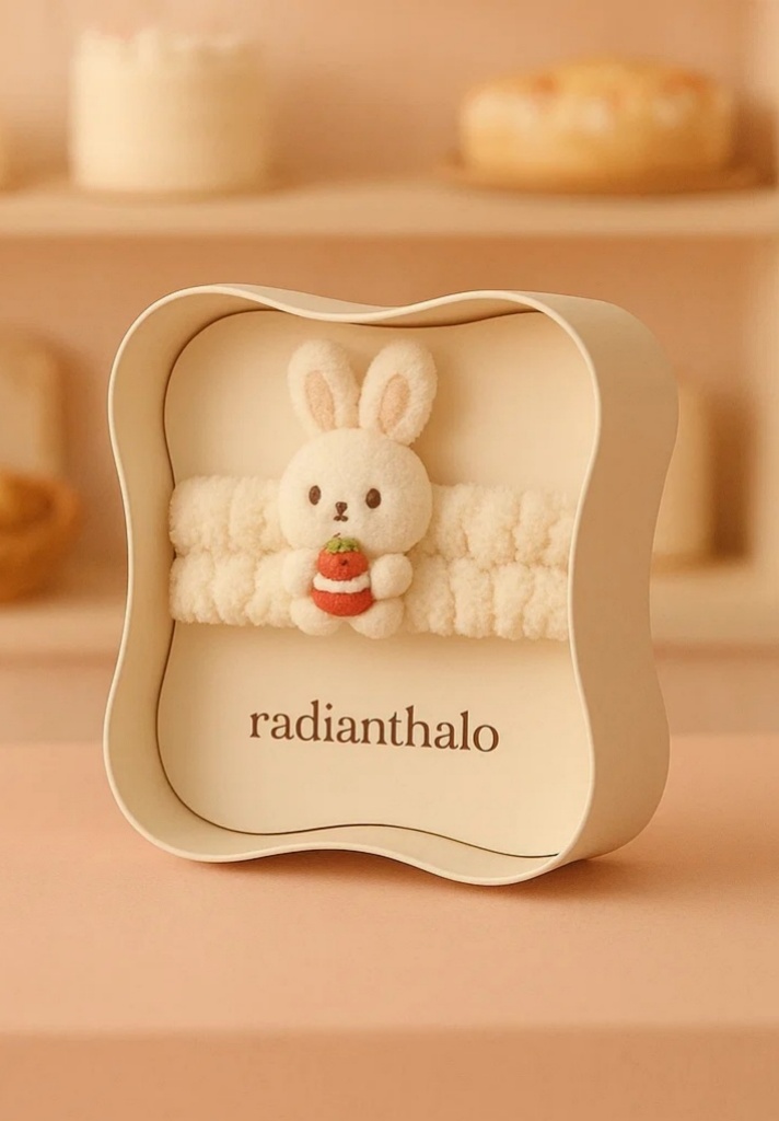 Adorable Bunny Baby Headband with Strawberry – Perfect for Baby Photoshoots