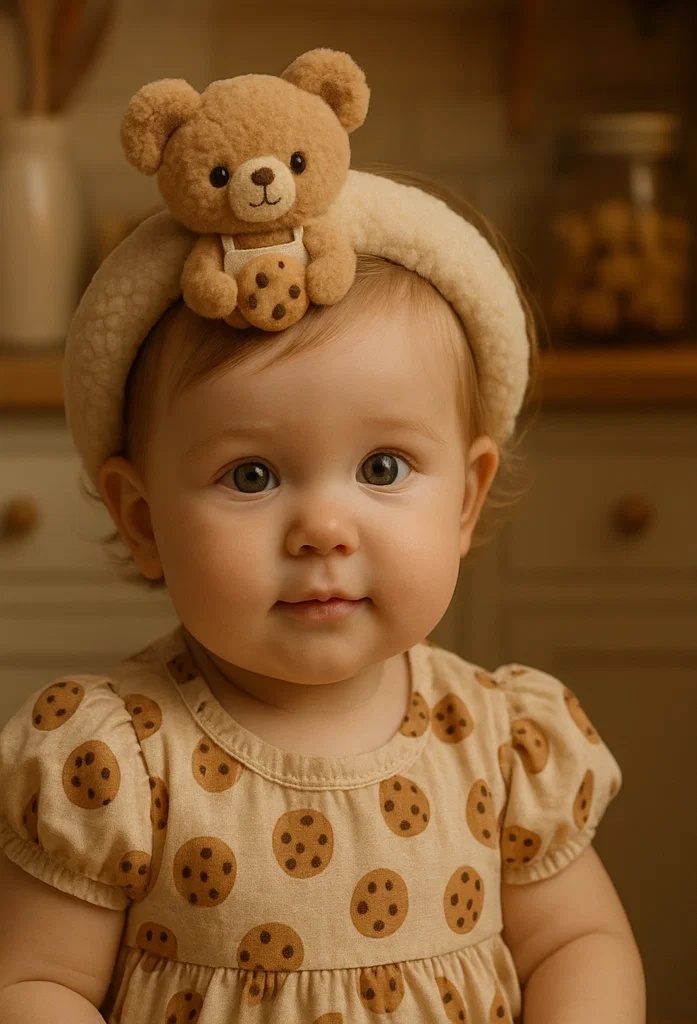 Felt Bear Baby Headband with Ice Cream – Perfect for Baby Photoshoots