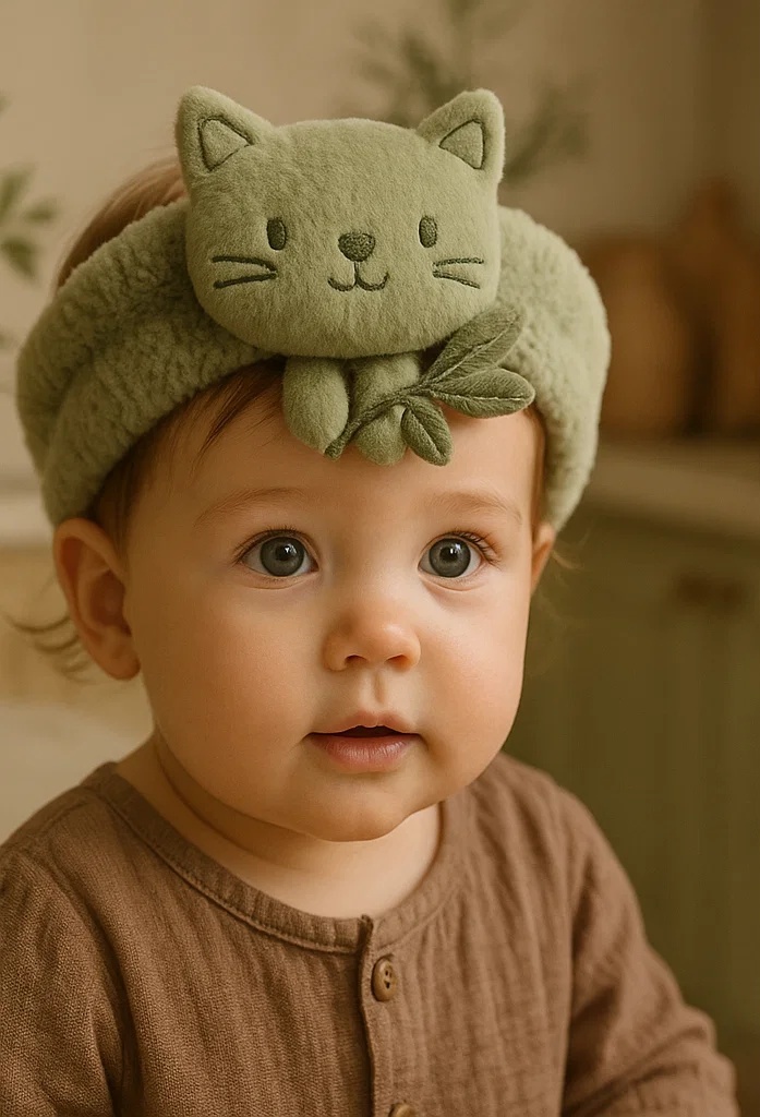 Cute Cat-Themed Baby Headbands with Olive Branch - Perfect for Baby Boutiques and Online Stores