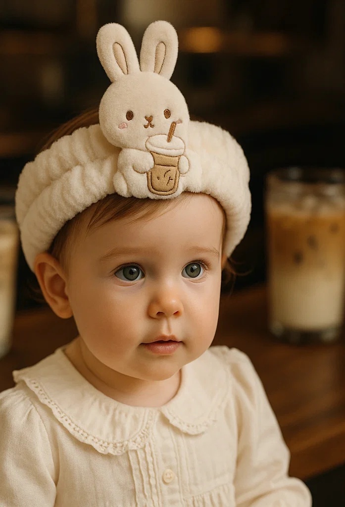 Cute Bunny Baby Headbands with Coffee Cup Design - Perfect for Retailers and Wholesale Distribution