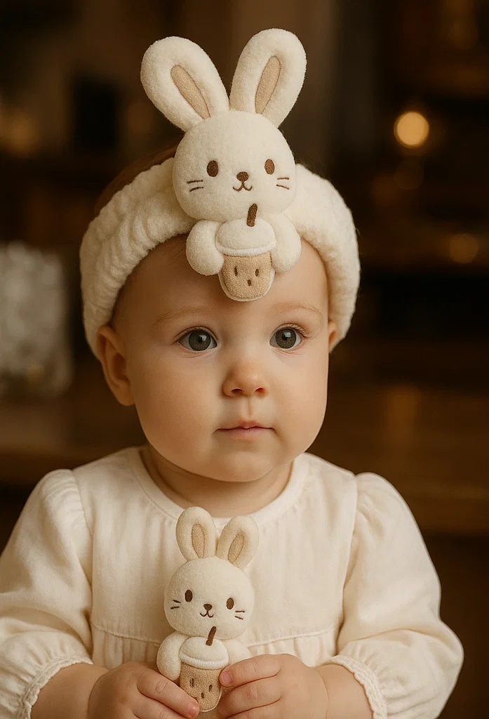 Bunny Baby Headbands with Coffee Cup Design - Great for Baby Accessory Retailers