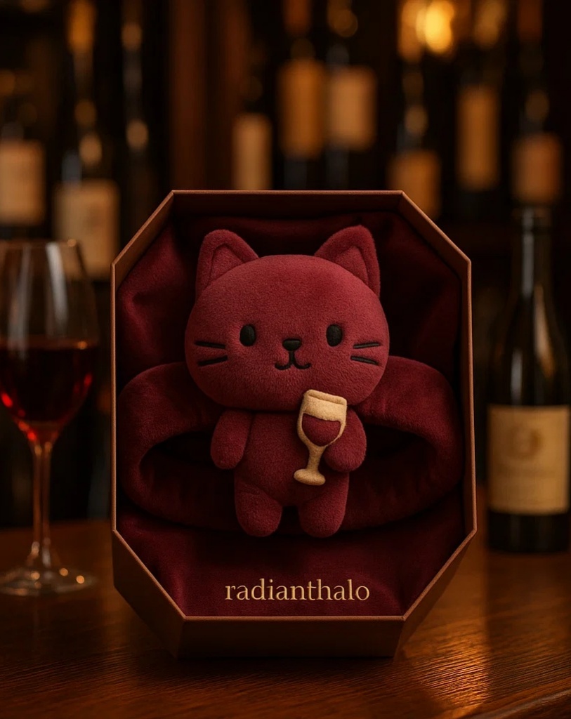 Wine Red Cat Baby Headband with Wine Glass