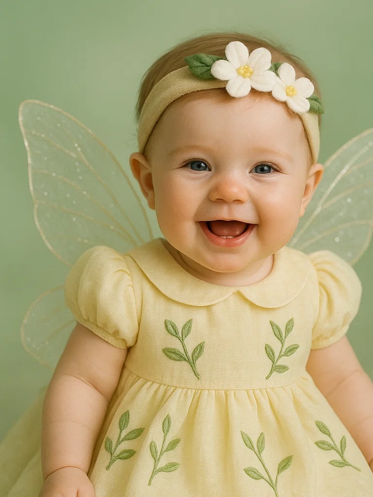 ベビーフラワーウィング写真セット かわいいヘッドバンド＆ドレス