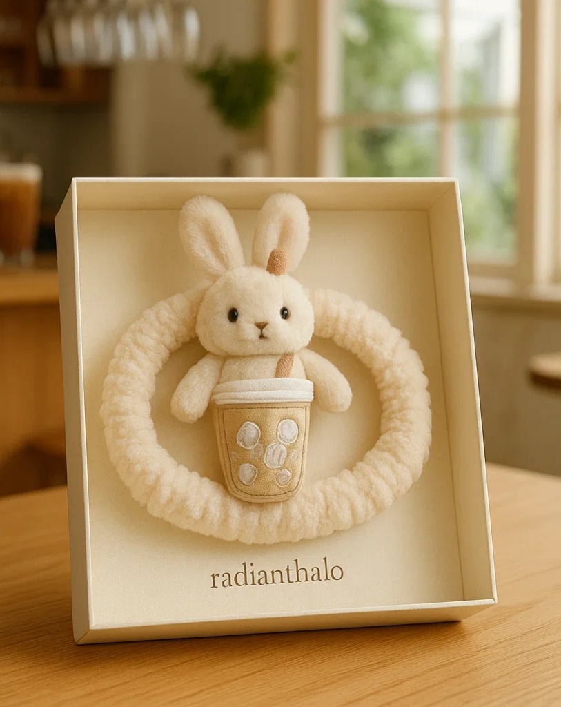 Delightful Bunny Baby Headband with Milk Cup Detail – Perfect for Newborn Photoshoots