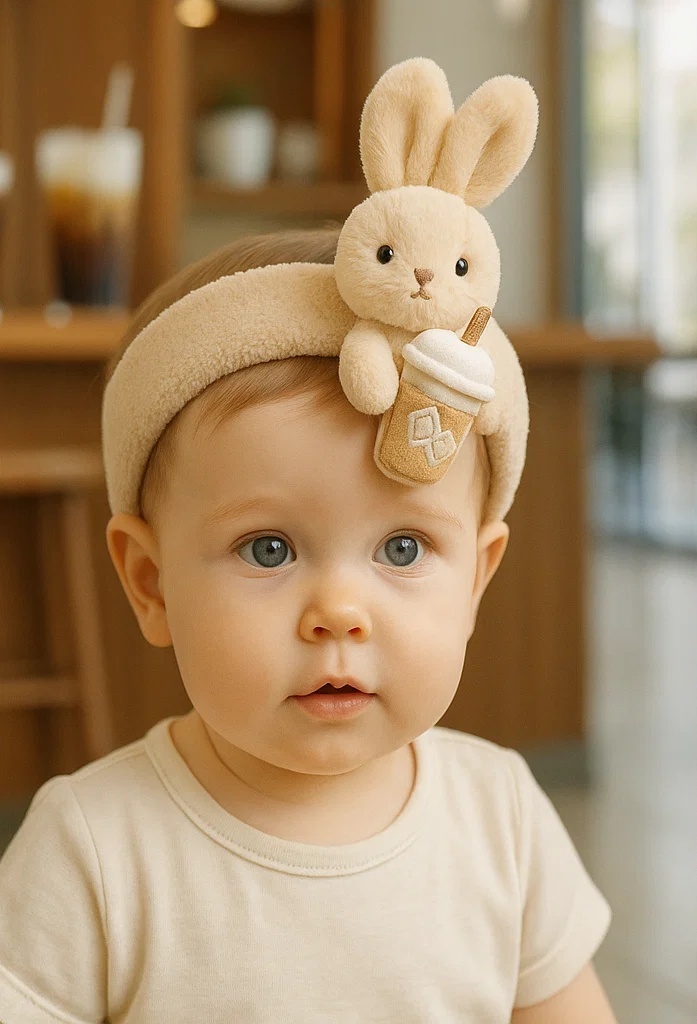 Fun Bunny Baby Headband with Smoothie Cup – Ideal for Sweet and Playful Baby Photos