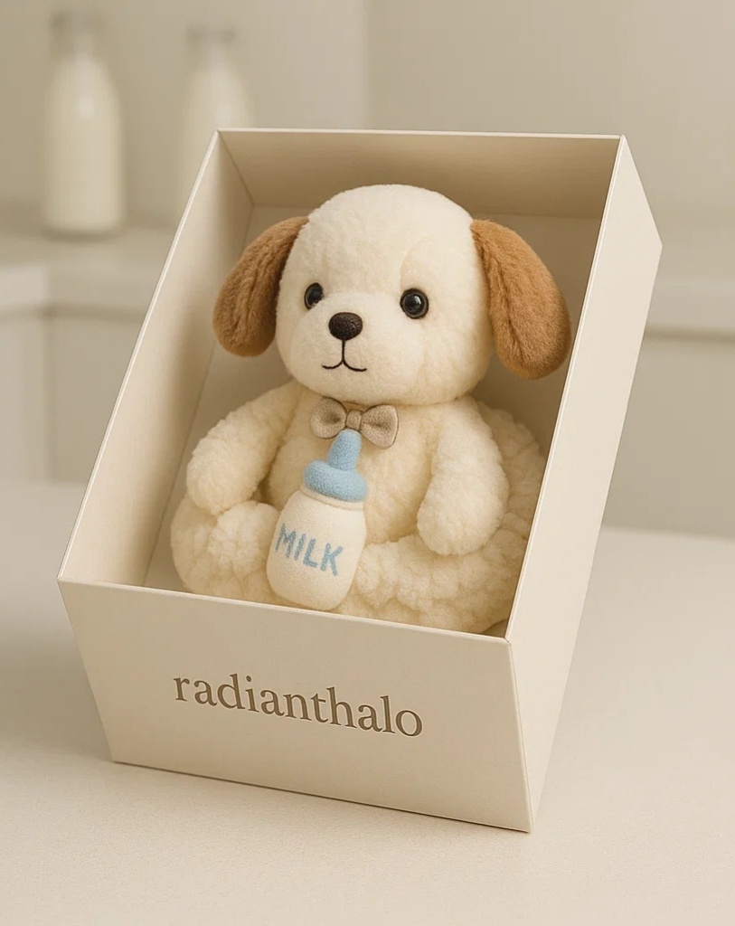 Cute Puppy Baby Headband with Milk Bottle – Soft and Comfortable for Newborn Babies