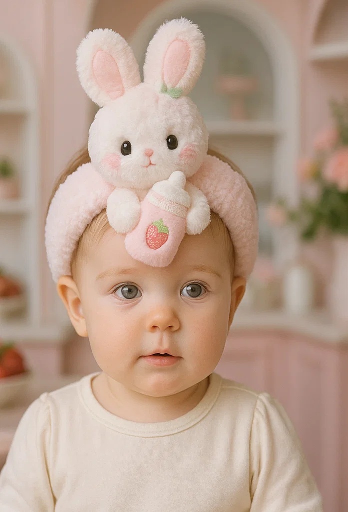 Adorable Bunny Headband with Soft Fabric – Perfect for Baby Photoshoots!
