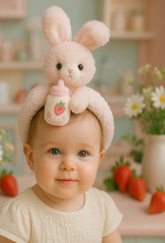 Sweet Bunny Baby Headband with Removable Bottle – Ideal for Picture-Perfect Moments!