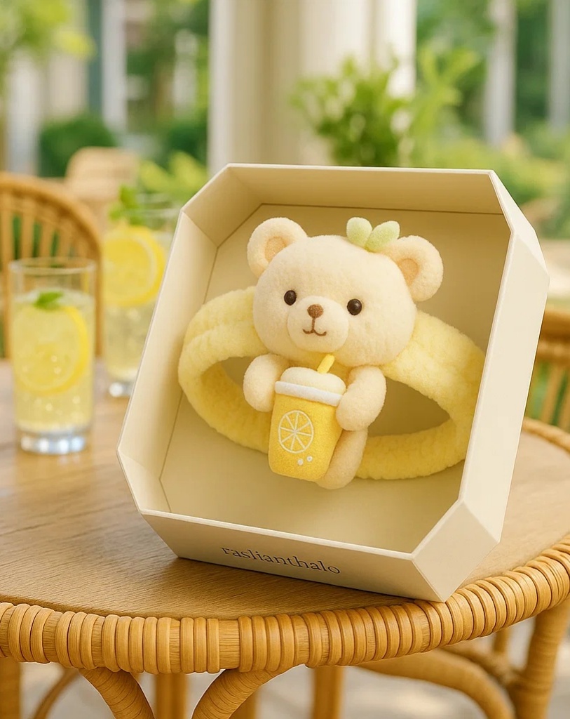 Delightful Bear Headband with Lemon Drink – The Ideal Accessory for Baby Photos!