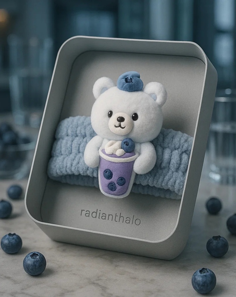 Blueberry Bear Headband with Cute Drink Design – Ideal for Little Baby Photos!