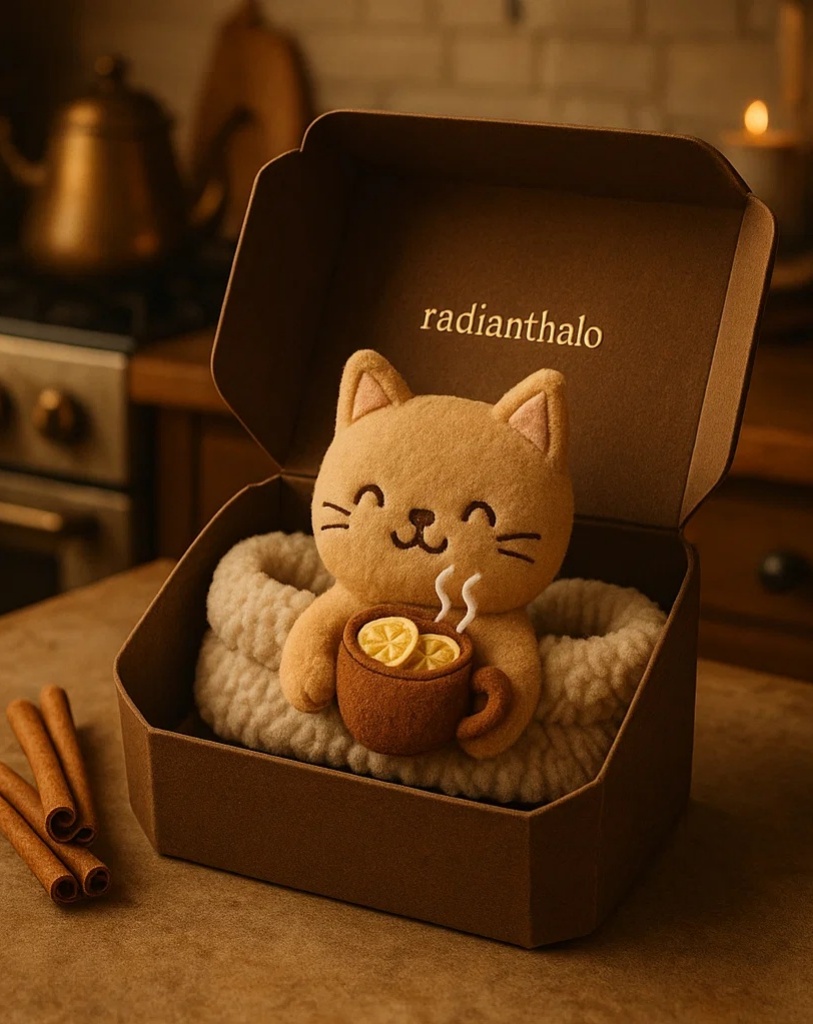 Cozy Cat Baby Headband with a Warm Drink – Perfect for Autumn Photoshoots