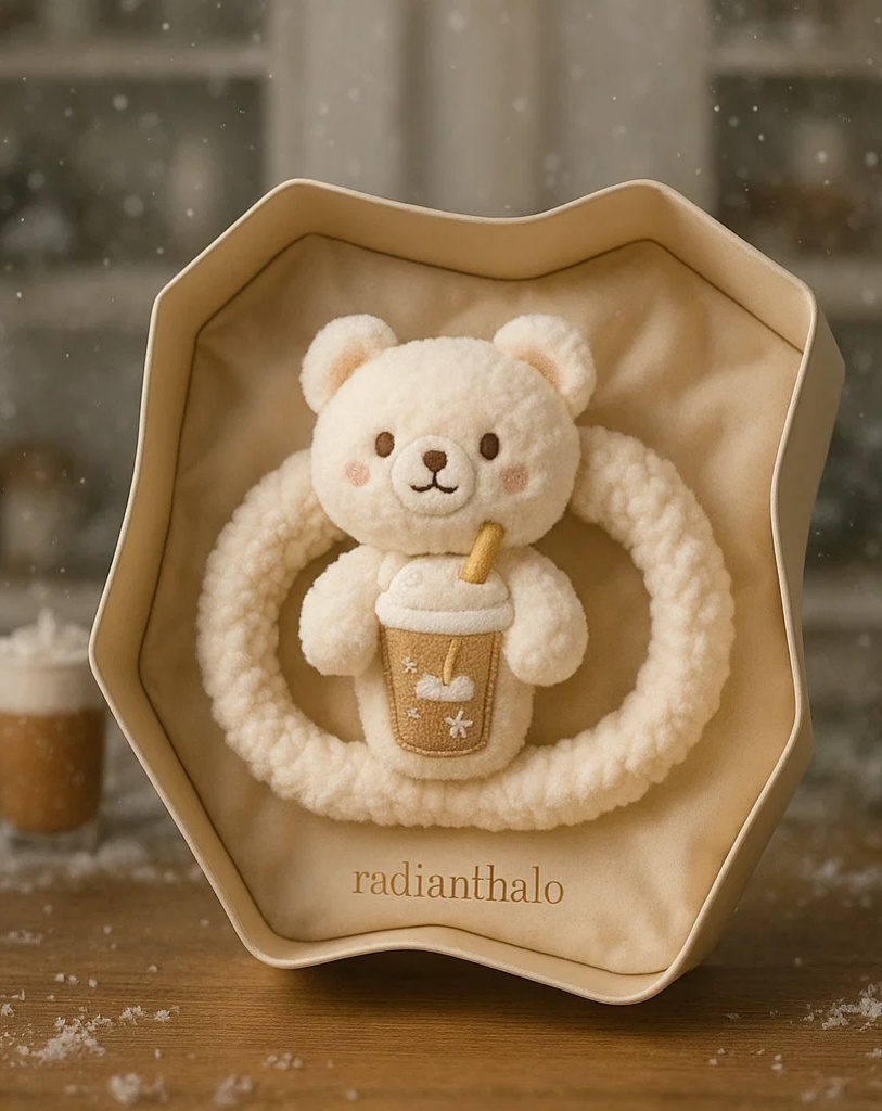 Adorable Cat Baby Headband with Hot Drink and Cozy Design – Perfect for Seasonal Photoshoots