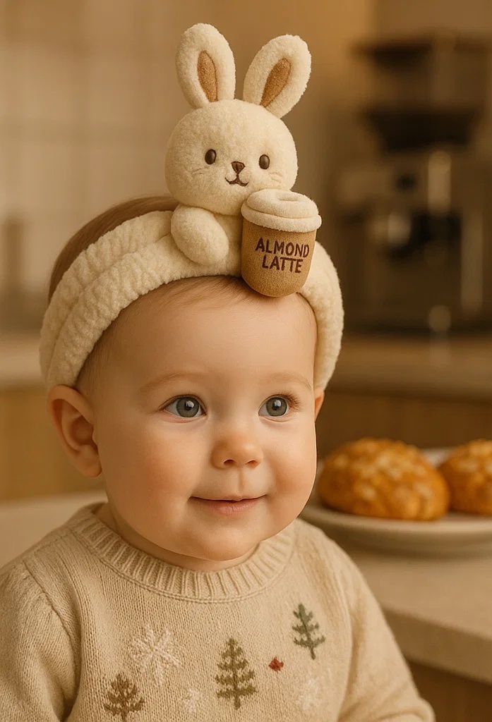 Almond Latte Bunny Headband – Soft, Sweet, and Perfect for Baby's Photos!