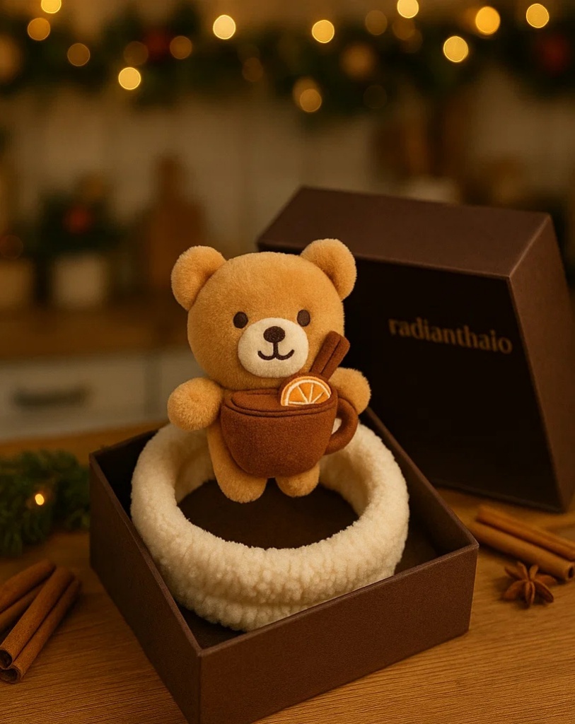 Cinnamon Bear Headband with Warm Drink – The Perfect Cozy Baby Accessory!