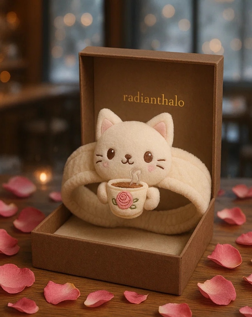 Cute Cat Headband with Tea – A Sweet Addition to Your Baby's Photos!