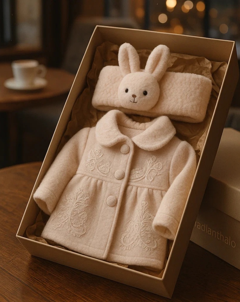 Bunny Baby Headband with Almond Latte – Perfect for Winter Baby Photos!